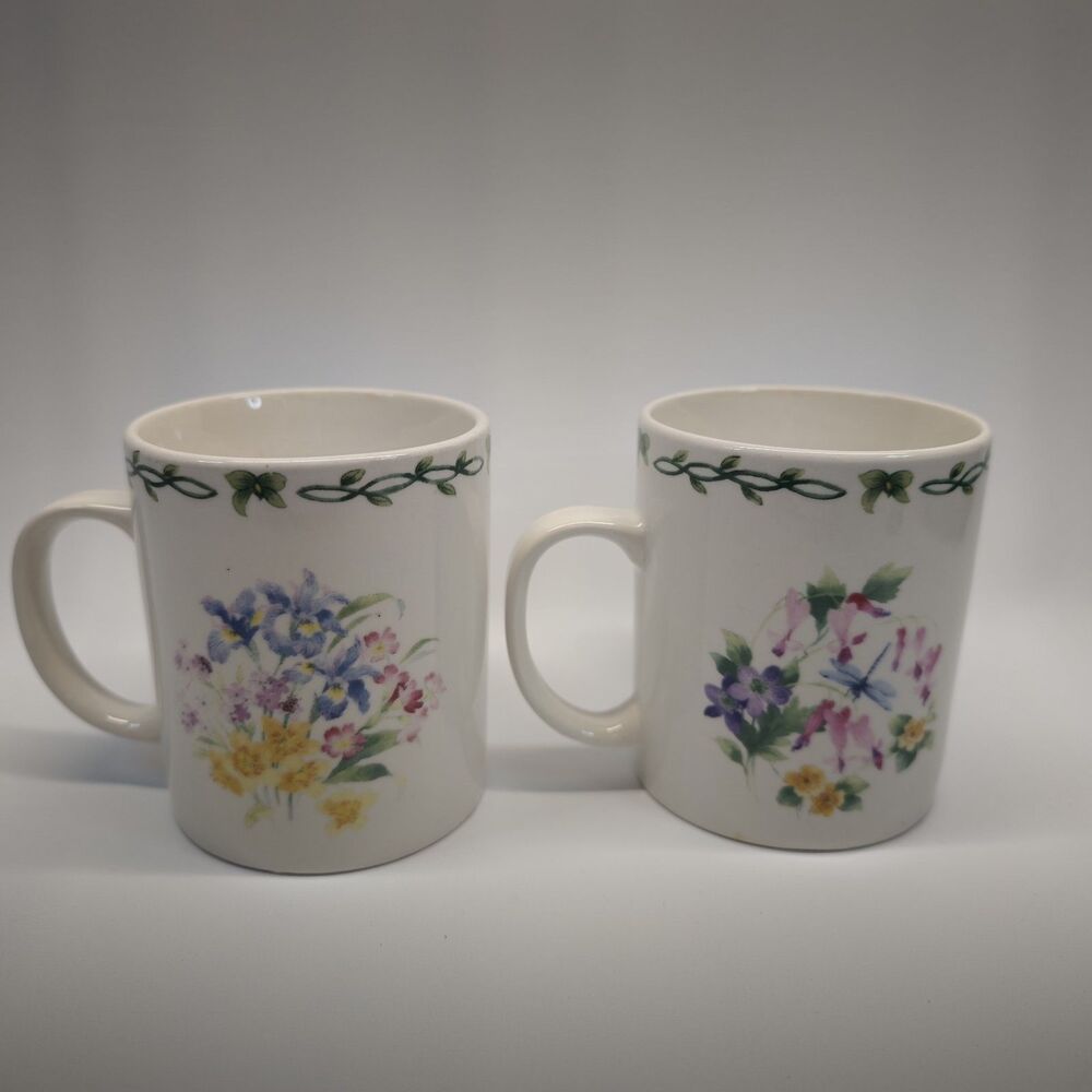 National Wildlife Federation Floral Coffee Mugs Set of 2 Wildflower Garden Cups